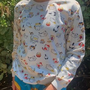 neko atsume white crew-neck